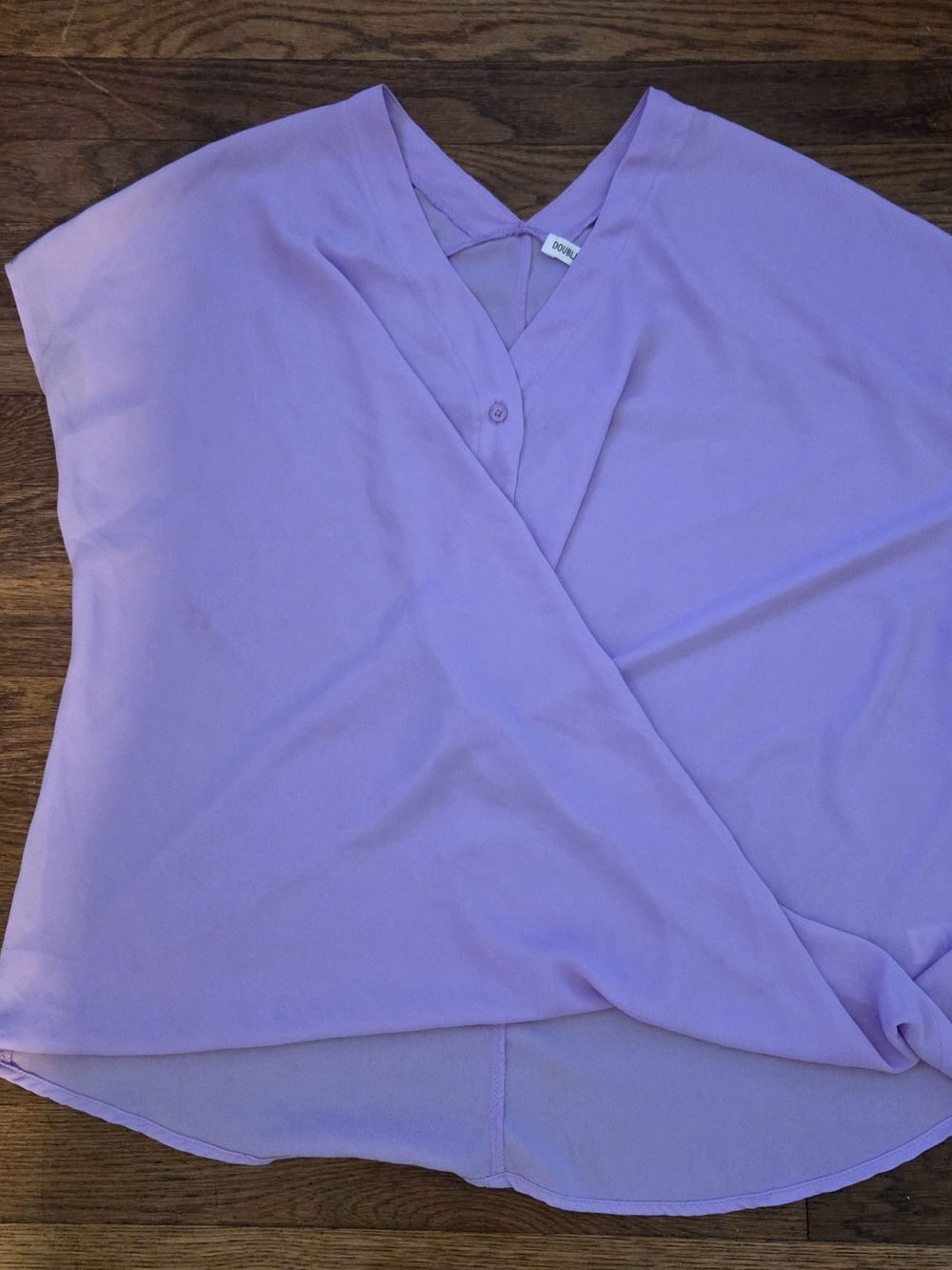 Doublju Lavender Surplice V-Neck Blouse